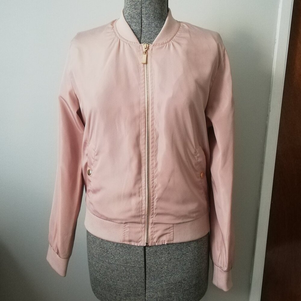 Revamped Light Pink Bomber Jacket - Size L